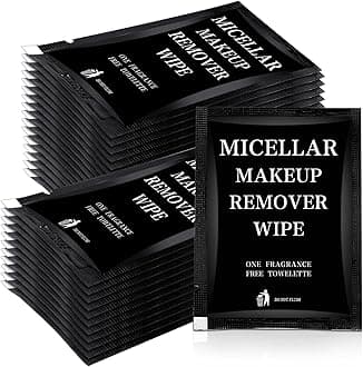Ctosree 150 pcs Makeup Remover Wipes Bulk Individually Wrapped Makeup Wipes Single Remover Cloth Facial Cleansing Pads for Mascara Lipstick Oil Dirt Face Skin Travel Hotel(Black)