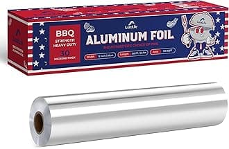 Aluminum Heavy Duty 30 Micron Tin Foil Roll – 12 inch wide x150ft ft Length,150 sq ft – BBQ Grade & Extra Thick, Strong Enough for Food Service Industry with cutter - LuxLiv®
