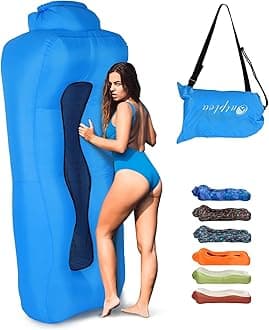 Inflatable Couch Air Lounger for Adults, Ultralight Portable Blow up Couch Air Sofa, Inflatable Beach Lounger Bed for Camping Hiking Festival Backyard Lawn, No Pump Required