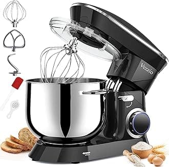 Vezzio 9.5 Qt Stand Mixer, 10-Speed Tilt-Head Food Mixer, 660W Kitchen Electric Mixer with Stainless Steel Bowl, Dishwasher-Safe Attachments for Most Home Cooks (Black)