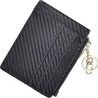 woogwin Slim RFID Credit Card Holder for Women Mini Front Pocket Wallet Purse With Keychain