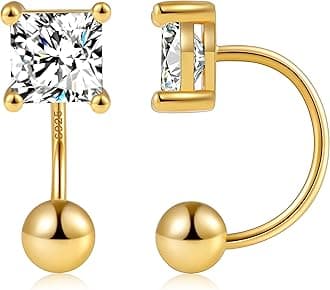 Gacimy Huggie Half Hoop Earrings for Women with Ball Screw Back, 1/2 Inches Small Gold Hoop Earrings