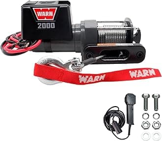 WARN 2000 DC 12V Electric Winch, 2000 lb Pulling Capacity | Steel Cable, Hook & Corded Remote | Portable, Compact Power for Trailers, ATVs, Workshops, and General Utility Lifting & Pulling