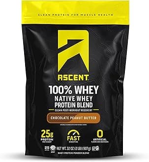 100% Whey Protein Powder - Post Workout Whey Protein Isolate, Zero Artificial Flavors & Sweeteners, Gluten Free, 5.5g BCAA, 2.6g Leucine, Essential Amino Acids, Chocolate Peanut Butter 2 lb