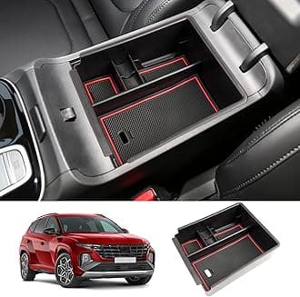 LUWU 2025 2026 Hynudai Tucson Center Console Organizer 2022-2026 Tucson NX4 Armrest Storage 2026 Tucson Console Organizer Tray Tucson SE/SEL/XRT Armrest Organizer 2025 2026 Tucson Accessories (Red)