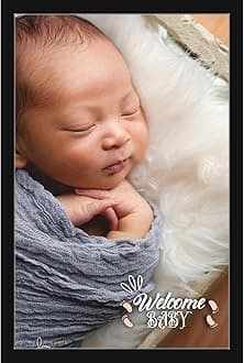 Mad Masters Engineered Wood Wall Mount Customized Collage New Born Baby Rectangular Photo Frame With Photo Upload For Boy Or Girl (Newborn), Black, 30.5 x 20.3 cm