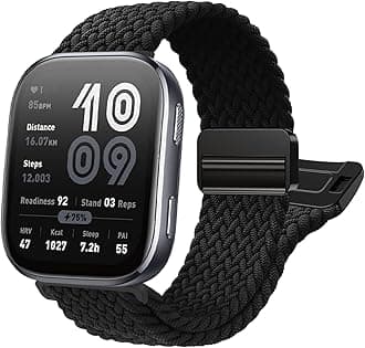 Braided-Band Compatible with Amazfit-Bip 6/5,22mm Upgrade Magnetic Band for Amazfit Active Max Helio GTR 4/3 Pro/3/2e/2/GTR 47mm Stratos 3/2/2s Pace Men Women Breathable Stretchy