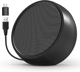 USB Computer Speaker for Laptop, External Speakers for Desktop Computer with Crystal Clear Sound, Rich Bass and Volume Buttons, Plug-N-Play (Black)