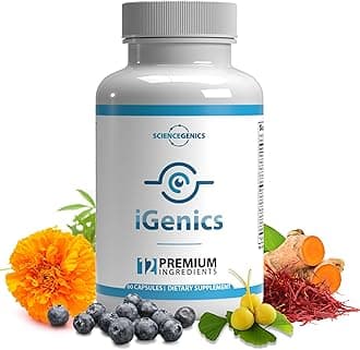 iGenics Premium Eye Vitamins with AREDs 2+ Formula with 12 Natural, Vegan Ingredients, Non-GMO Mineral Supplements for Strained Vision & Dry Eyes with No Fillers (1)