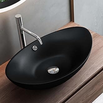 Oval Bathroom Sink 59x38x19cm Ceramic Countertop washbasin in Matt Anthracite Color Brüssel818 with Nano-Coating