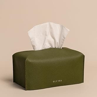 OLETHA Aesthetic Rectangle Tissue Box Cover, High Flat Box Tissues Holder Rectangular, Green