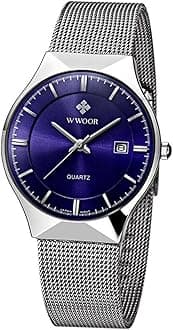 Men New Top Luxury Watch Ultra Thin Stainless Steel Mesh Band Quartz Wristwatch Fashion Casual Watches