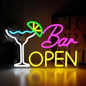 Bar Open Sign for Business, Neon Open Sign, USB Dimmable Cocktails Neon Lights for Beer Bar Coffee Cafe Home Pub Man Cave Stores Hotel Party Window Wall Decor Restaurant