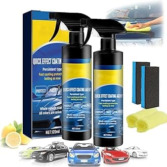 Car Coating Spray, Quick Effect Coating Agent, Oil Film Emulsion Glass Cleaner, Quickly Coat Car Wax Polish Spray Waterless Wash, 3 In 1 High Protection Spray (2PCS)