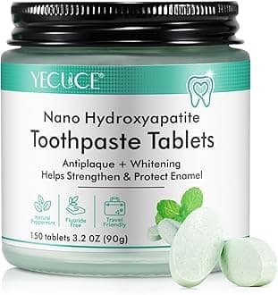 Toothpaste Tablets 150 Tabs - Nano Hydroxyapatite Toothpaste - Natural Whitening Fluoride Free & Eco Friendly Travel Mouthwash Tablets Chewable Toothpaste Tablet - Peppermint