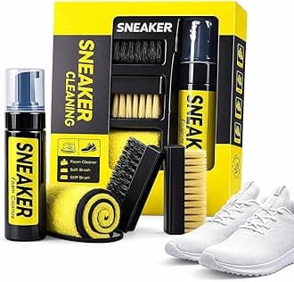 Premium Sneaker Cleaning Kit - Foam Cleaner, Dual Brushes for Deep Cleaning, Microfiber Towel - Ultimate Shoe Care Set for Sneakers, Trainers, and Casual Shoes (Sneaker Cleaning Kit)