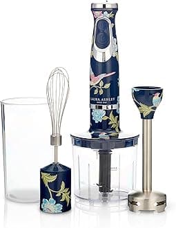 Laura Ashley 150W Immersion Blender Handheld - 4 in 1 Electric Hand Blender for Kitchen with Durable Stainless Steel Blades, Whisk & 300ml Mixing, Pouring Cup - 2 Speed Modes Hand Held Stick Blender