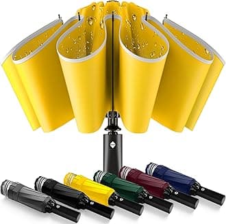 Travel Umbrella Superior, Beautiful & Compact, Large Strong but Light Portable and Automatic Folding Rain Umbrella, Premium Grip, Fits Car & Backpack