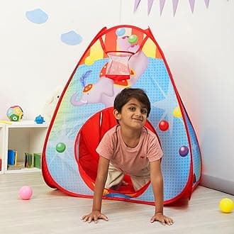 - Amazon Brand - Jam & Honey Circus-Themed Pop-Up Play Tent for Kids | with 10 Colorful Balls | Indoor & Outdoor Toddler Activity | Target Game & Ball Toss | Fun Playhouse for Boys & Girls 3+ Years