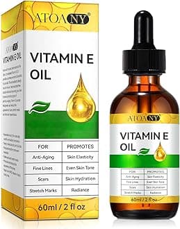 Vitamin E Oil 75,000 IU 60 ml- 100% Organic Pure Vitamin E Oil for Skin, Face, Hair, Body - Natural Antioxidant for Dryness, Wrinkles, Scars & Stretch Marks, Moisturizing and Firming Skin
