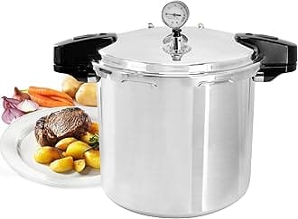MegaChef 24 Quart Large Capacity Aluminum Pressure Cooker for Induction Stove and Gas Stoves