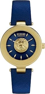 Versus Versace Brick Lane Lion Collection Womens Fashion Watch Featuring Genuine Leather Adjustable Strap and Sunray Dial