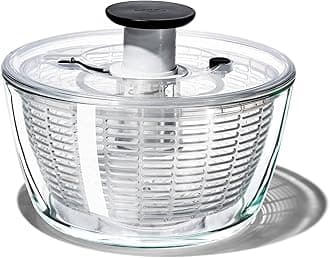 OXO Good Grips Glass Salad Spinner, Large/6.22 Quart, Clear