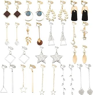 16 Pairs Clip On Earrings for Women Cute Earring Charming Fashion Dangle Drop Earring Non Piercing Clip on Dangle Earrings for Women