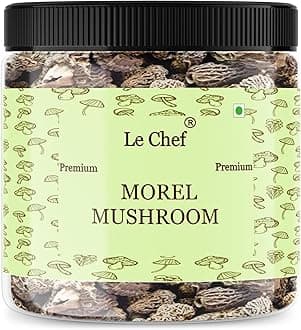 Le Chef Sundried Kashmiri Morel Mushrooms 25 gm | Kanne GucchiGuchhi Mashrum | Dried Black Morchella | Rich in Vitamin D, Good Antioxidant & Helps in Weight Loss