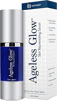 BioTrust Ageless Glow Anti Aging Moisturizer, Skin Brightening Serum with Vitamin C and Hyaluronic Acid, Plant-Based, Naturally Derived Facial Serum (1 fl oz.)