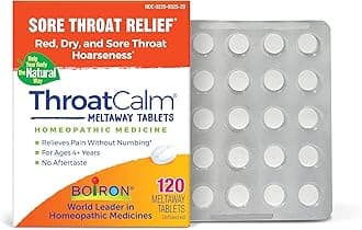 - Boiron ThroatCalm Tablets for Relief of Sore Throat, Scratchy, Red or Dry Throat, and Hoarseness - 120 Count