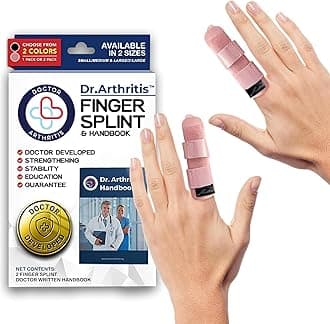Dr. ArthritisDoctor Designed Finger Brace Finger Splint Small Finger/Middle Finger/Index Finger Protection for Injury with Braces & Splints 2 Pack Pink L/XL