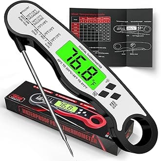 Instant Read Meat Thermometer Digital - Waterproof Food Thermometer with Backlight for Cooking, Grill, Candy, Kitchen & Stocking Stuffers for Men - Black