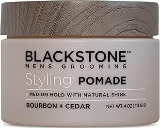 Men's Grooming Hair Styling Pomade - Medium Hold with Natural Shine | Bourbon + Cedar (4 oz)