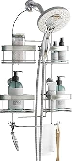 Zenith Expandable Handheld Shower Head/Large Bottle Caddy, Stainless Steel