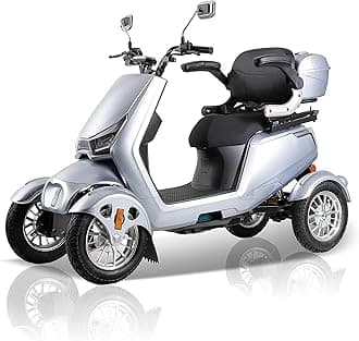1000W 15 MPH Heavy Duty 4 Wheel Mobility Scooter 500lbs Loadweight, 3 Speed Control Mobility Scooters with 31 Mile Long Range Battery for Seniors & Adults Travel, 20° Max Climbing, Remote Key, Silver