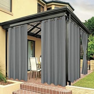 Waterproof Outdoor Curtains for Patio Porch Pergola Cabana Light Filtering Privacy Grommet Indoor Curtain Panels for Bedroom Living Room, 1 Panel, 54W x 84L inch, Grey