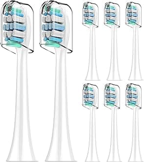 Replacement Brush Heads Compatible with Philips Sonicare Toothbrush, C2 Plaque Defence Toothbrush Head with Densely Clustered Bristles for Whiter Teeth - Standard Sonic Brush Heads x8
