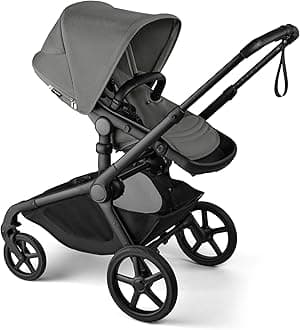 Bugaboo Kangaroo All-Terrain Single-to-Double Tandem Stroller for Infant and Toddler, for Up to Three Kids, XL Wheels, One-Hand Operation, Large Bassinet, XL Underseat Storage (Moon Grey)