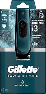 Gillette Body and Intimate Men’s Body and Intimate Trimmer i3, SkinFirst Pubic Hair Trimmer for Men, Waterproof, Cordless for Wet/Dry Use, Shaver for Men, Lifetime Sharp Blades