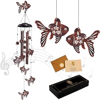 Fish Wind Chimes for Outside, Metal Windchimes Outdoors Clearance with 4 Aluminum Tubes, Garden Patio Yard Home Decor, Fish Gifts for Pet Lovers Women Men Mom Grandma, Unique Festival Birthday Gift