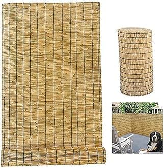 LINGWEI Natural Reed Privacy Fence - Eco-Friendly Bamboo Fencing for Gardens, Balconies, and Patios | Durable, UV-Resistant, Hand-Woven Reed Screen (200x100cm (Small))