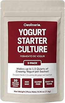 Coolinario Yoghurt Starter Culture (5-Pack, 1.5g Sachets) Live Cultures with Probiotics | Creamy, Thick & Delicious | Regular or Greek Yogurt | Non-GMO, No Preservatives, Gluten Free