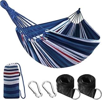 Outdoor Camping Hammock Outdoor Portable Canvas Lightweight Hammock with Tree Friendly Straps Carry Bag Perfect for Garden, Balcony, Patio, Beach, Hiking