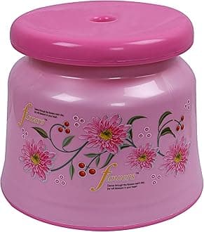 Kuber Industries Bath Stool | Bathing Stools for Bathroom | Plastic Stool for Home Use | Sitting Stool for Kitchen | Flower Printed | Pink