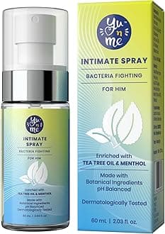 Yu n Me Bacteria Fighting Intimate Spray for Men | 60ml Hygiene Spray | With Tea Tree Extract | pH Balanced Odor & Bacteria Control | Dermatologically Tested | Paraben & Sulfate Free | PO1