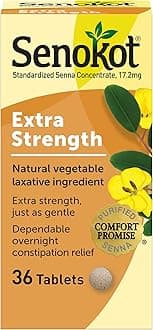 Extra Strength Senna Laxative Tablets, 36 Tablets, Laxatives for Constipation Relief, Overnight Relief for Adults