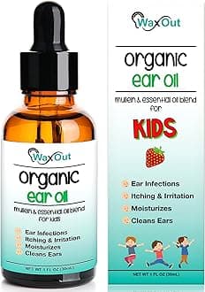 Natural Mullein Ear Wax Removal Oil & Cleaner with Strawberry for Kids | Pain & Earache Drops | Earwax Softener, Moisturizer & Allergy Soothing | Tinnitus, Itching, Ringing, Infections & Clogged Ears
