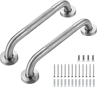 Grab Bars for Shower, 2 Pack 12-Inch Anti Slip Shower Handles for Elderly, Safety Shower Grab Bar, Stainless Steel Handicap Grab Bars for Bathroom,Toilet (Brushed Nickel, 1" Diameter)