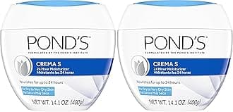 Pond's Crema S Nourishing Face Moisturizer for Women, Skin Care Facial Moisturizer Cream for Dry to Very Dry Skin, Nourishes for up to 24 hours 14.1 oz (Pack of 2)